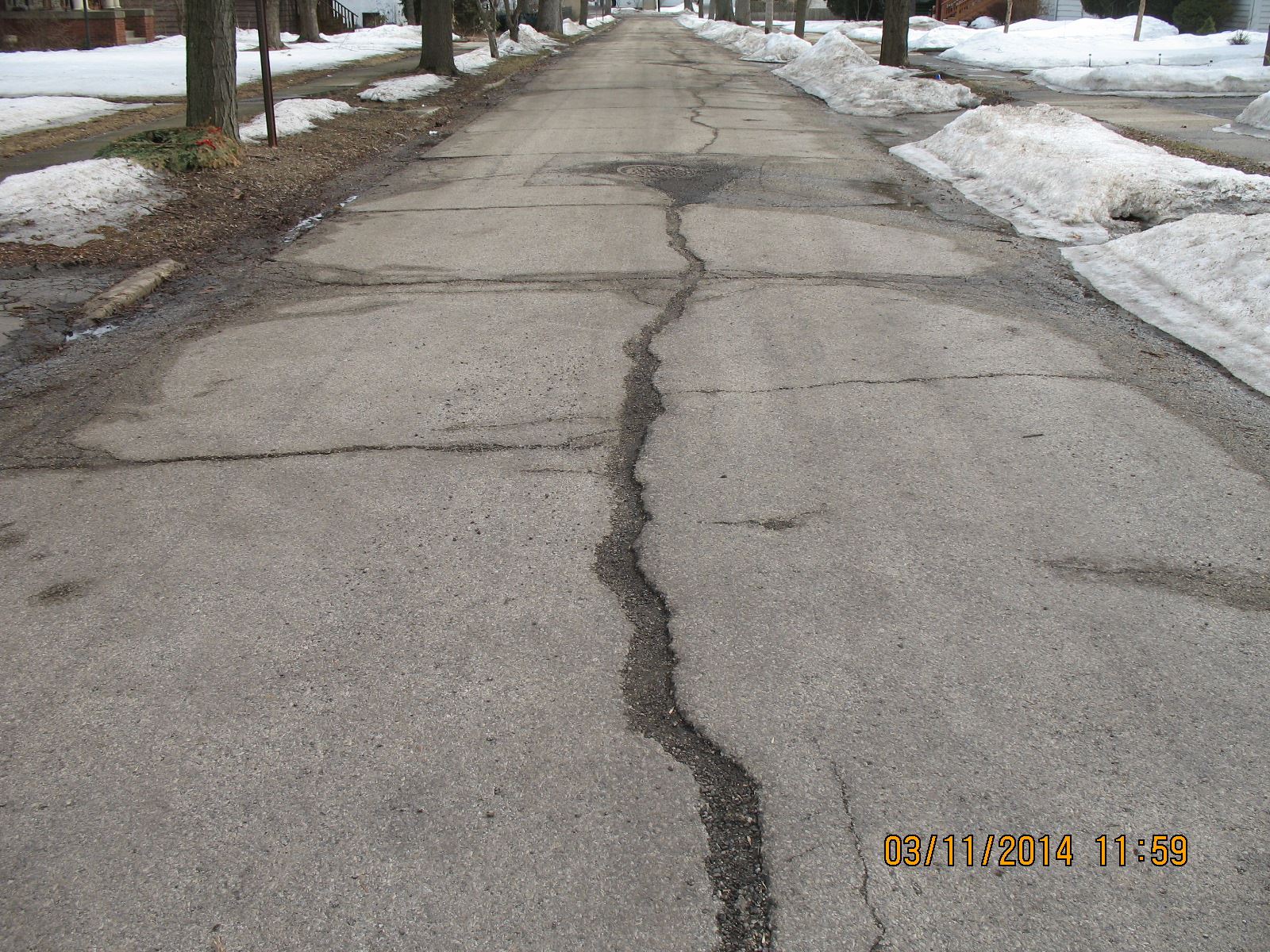 Street with Cracks in the Winter